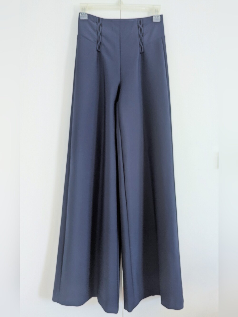 CARBON 38 Navy Wide Leg Trousers with High Rise Waist; Size S, 33.5" Inseam - Picture 3 of 9